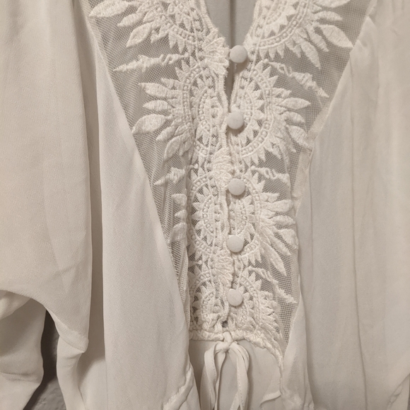 Cynthia Steffe Romantic Blouse Embroidered Semi Sheer Victorian Style Sz.M - Picture 6 of 9
